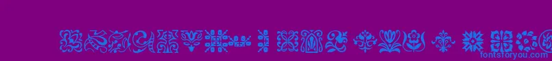 フォントPtornament – 紫色の背景に青い文字