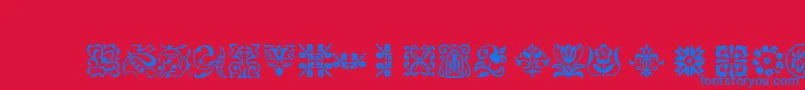Ptornament-Schriftart – Blaue Schriften auf rotem Hintergrund