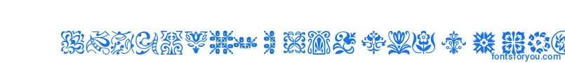フォントPtornament – 白い背景に青い文字