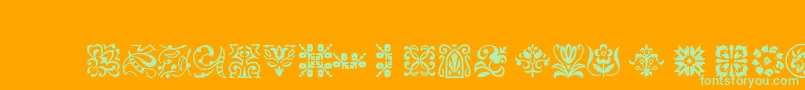 Ptornament Font – Green Fonts on Orange Background