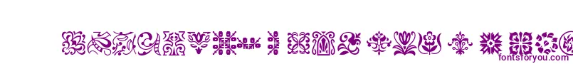 フォントPtornament – 白い背景に紫のフォント