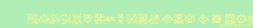 Ptornament-Schriftart – Gelbe Schriften auf grünem Hintergrund