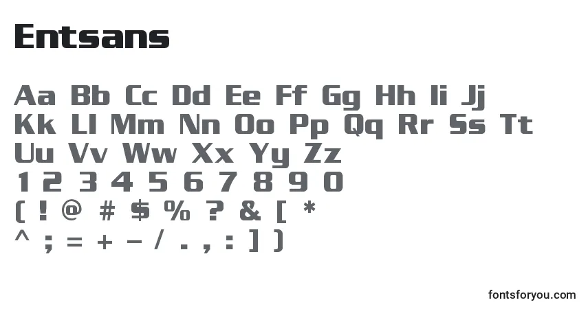 Schriftart Entsans – Alphabet, Zahlen, spezielle Symbole