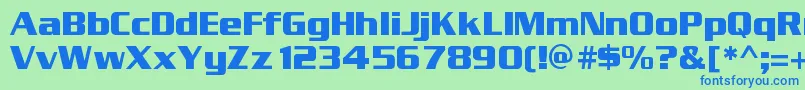 Entsans-Schriftart – Blaue Schriften auf grünem Hintergrund