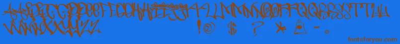 UrbanHookUpz-Schriftart – Braune Schriften auf blauem Hintergrund