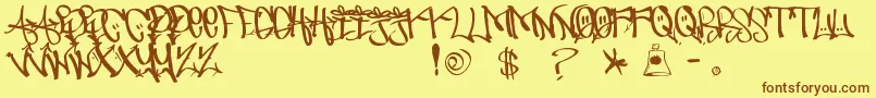 UrbanHookUpz-fontti – ruskeat fontit keltaisella taustalla