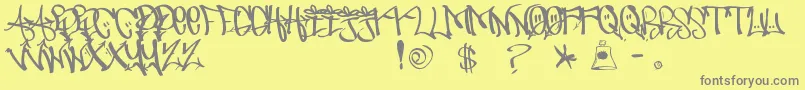 UrbanHookUpz-Schriftart – Graue Schriften auf gelbem Hintergrund