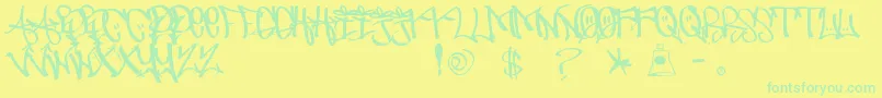 フォントUrbanHookUpz – 黄色い背景に緑の文字
