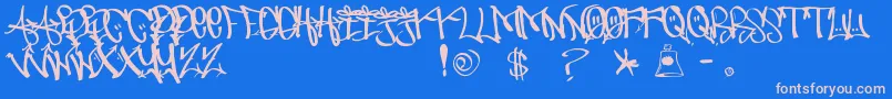 フォントUrbanHookUpz – ピンクの文字、青い背景