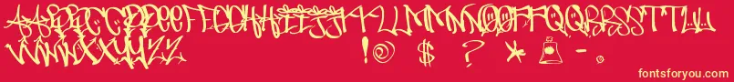 UrbanHookUpz-Schriftart – Gelbe Schriften auf rotem Hintergrund