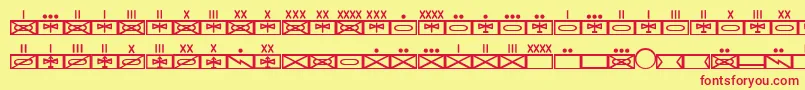 EsriMilmod01-fontti – punaiset fontit keltaisella taustalla