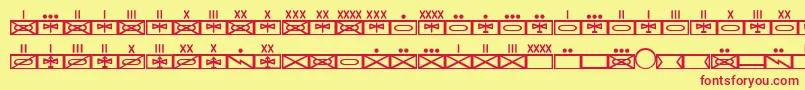 フォントEsriMilmod01 – 赤い文字の黄色い背景