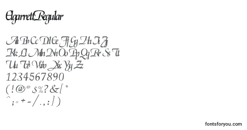 A fonte ElgarrettRegular – alfabeto, números, caracteres especiais