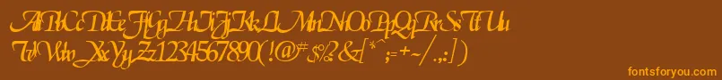 フォントElgarrettRegular – オレンジ色の文字が茶色の背景にあります。