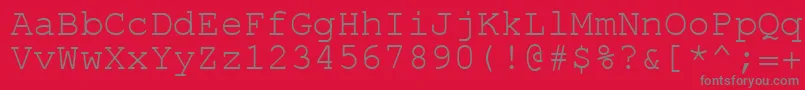 EnglishRussianCourier-fontti – harmaat kirjasimet punaisella taustalla