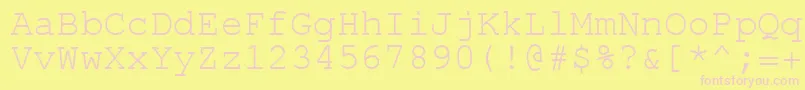 EnglishRussianCourier-fontti – vaaleanpunaiset fontit keltaisella taustalla