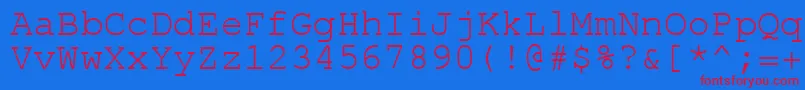 EnglishRussianCourier Font – Red Fonts on Blue Background