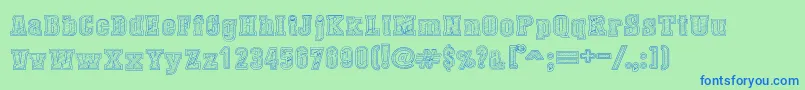 DustWestCollege-Schriftart – Blaue Schriften auf grünem Hintergrund