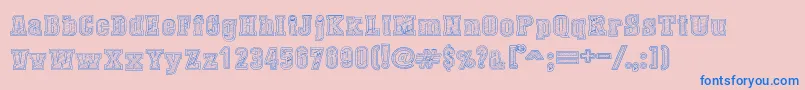 DustWestCollege-Schriftart – Blaue Schriften auf rosa Hintergrund
