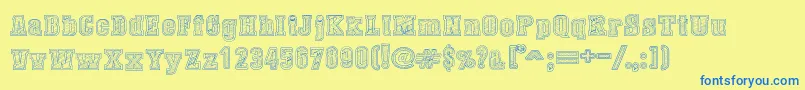DustWestCollege-Schriftart – Blaue Schriften auf gelbem Hintergrund