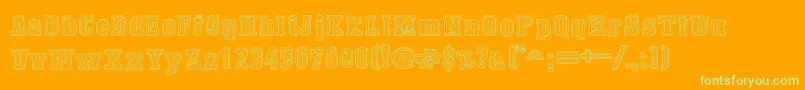 フォントDustWestCollege – オレンジの背景に緑のフォント