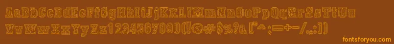 DustWestCollege-fontti – oranssit fontit ruskealla taustalla