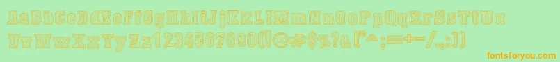 DustWestCollege-Schriftart – Orangefarbene Schriften auf grünem Hintergrund