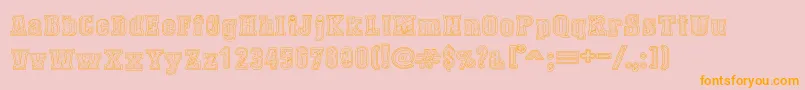 フォントDustWestCollege – オレンジの文字がピンクの背景にあります。