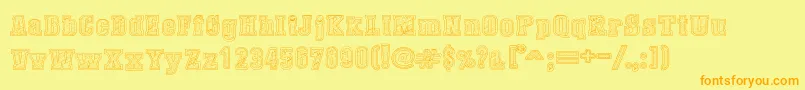 フォントDustWestCollege – オレンジの文字が黄色の背景にあります。