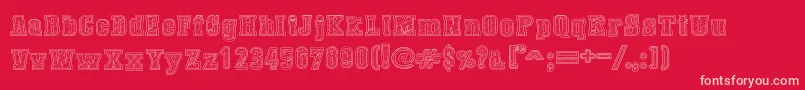 DustWestCollege-Schriftart – Rosa Schriften auf rotem Hintergrund