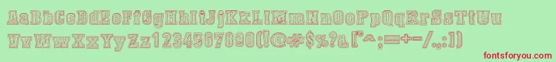 フォントDustWestCollege – 赤い文字の緑の背景