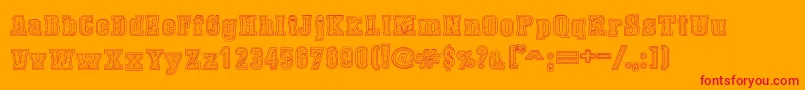 Czcionka DustWestCollege – czerwone czcionki na pomarańczowym tle