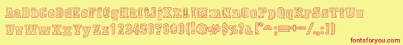 フォントDustWestCollege – 赤い文字の黄色い背景