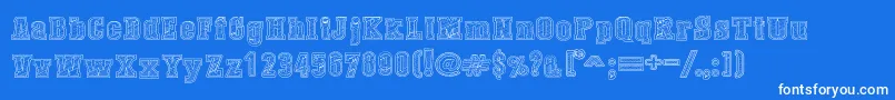 DustWestCollege-Schriftart – Weiße Schriften auf blauem Hintergrund