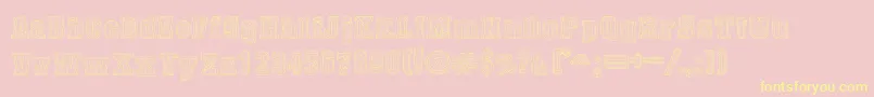 DustWestCollege-fontti – keltaiset fontit vaaleanpunaisella taustalla