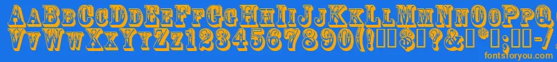 3Dgoldrush Font – Orange Fonts on Blue Background