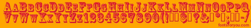 3Dgoldrush-Schriftart – Rote Schriften auf orangefarbenem Hintergrund