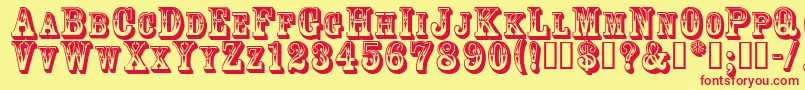 3Dgoldrush-Schriftart – Rote Schriften auf gelbem Hintergrund