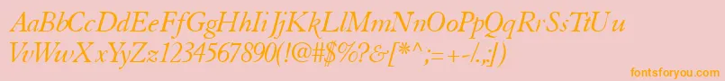 TiascosskItalic-Schriftart – Orangefarbene Schriften auf rosa Hintergrund