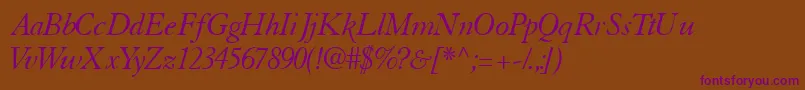 TiascosskItalic Font – Purple Fonts on Brown Background