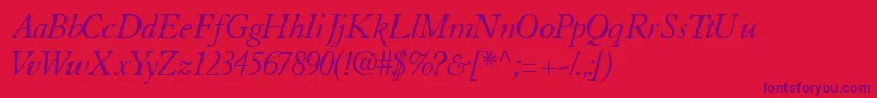 TiascosskItalic Font – Purple Fonts on Red Background