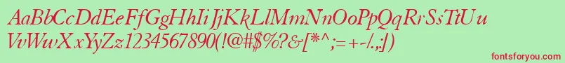 TiascosskItalic Font – Red Fonts on Green Background