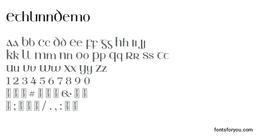 A fonte EthlinnDemo – alfabeto, números, caracteres especiais