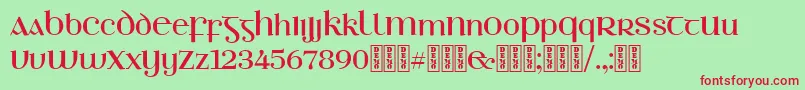 Fonte EthlinnDemo – fontes vermelhas em um fundo verde