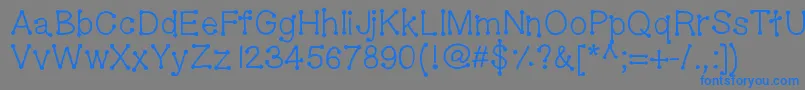 フォントGeldoticaplainlowercasef – 灰色の背景に青い文字