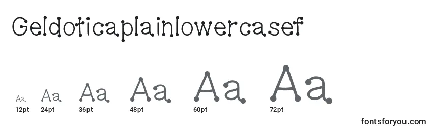 Размеры шрифта Geldoticaplainlowercasef