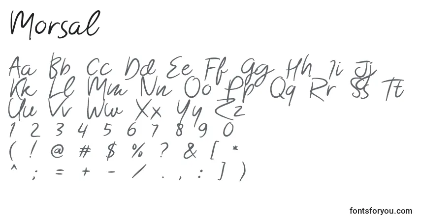 Fuente Morsal - alfabeto, números, caracteres especiales