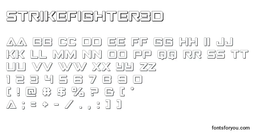 Шрифт Strikefighter3D – алфавит, цифры, специальные символы