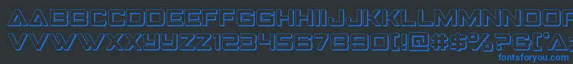 Strikefighter3D-Schriftart – Blaue Schriften auf schwarzem Hintergrund