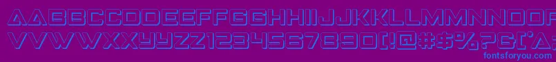 フォントStrikefighter3D – 紫色の背景に青い文字